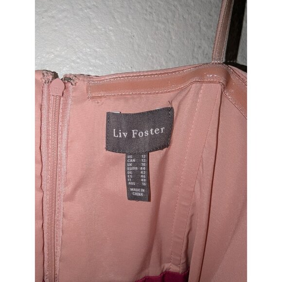 Liv‎ Foster Women's 12 Pink Magenta Strapless Ruched Bubble Hem Dress - Picture 12 of 14